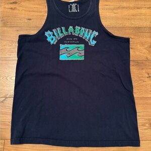 Billabong Navy Tank with Vintage Aqua Graphic size XL